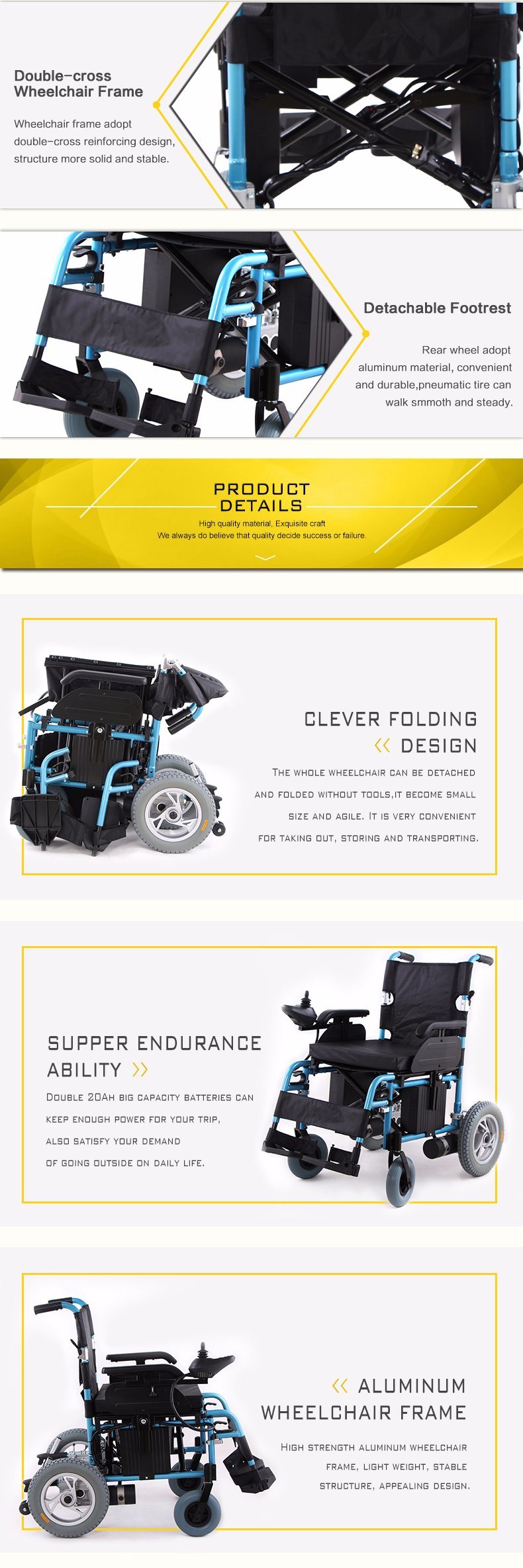 Medical Health Product Wheel Drive Automatic Powered Wheelchair for Elderly
