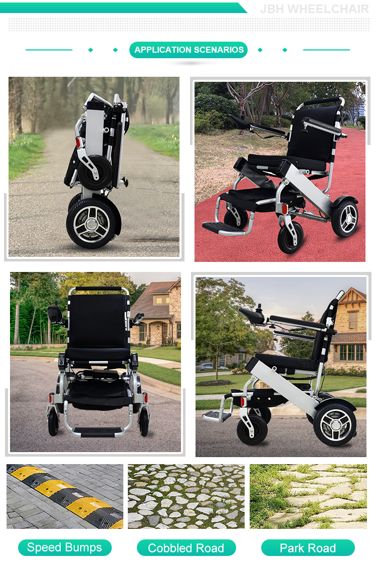 10 Inch Portable Folding Reclining Electric Wheelchair