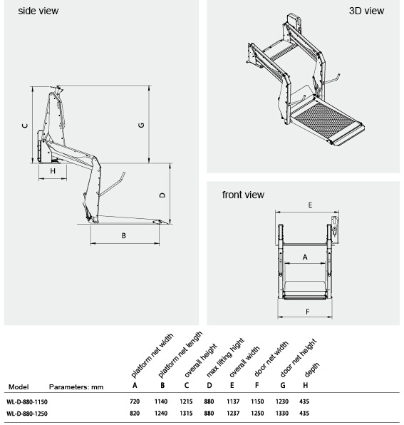 Hydraulic Wheelchair Lifting Platform for Wheelchair Get Into Van Loading 350kg