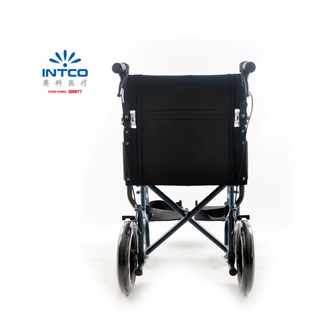 Medical Equipment Transport Aluminum Wheelchair with Attendant Brakes