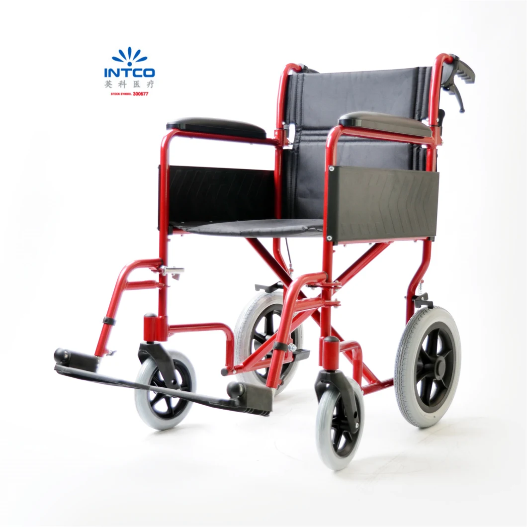 Medical Equipment Transport Aluminum Wheelchair with Attendant Brakes