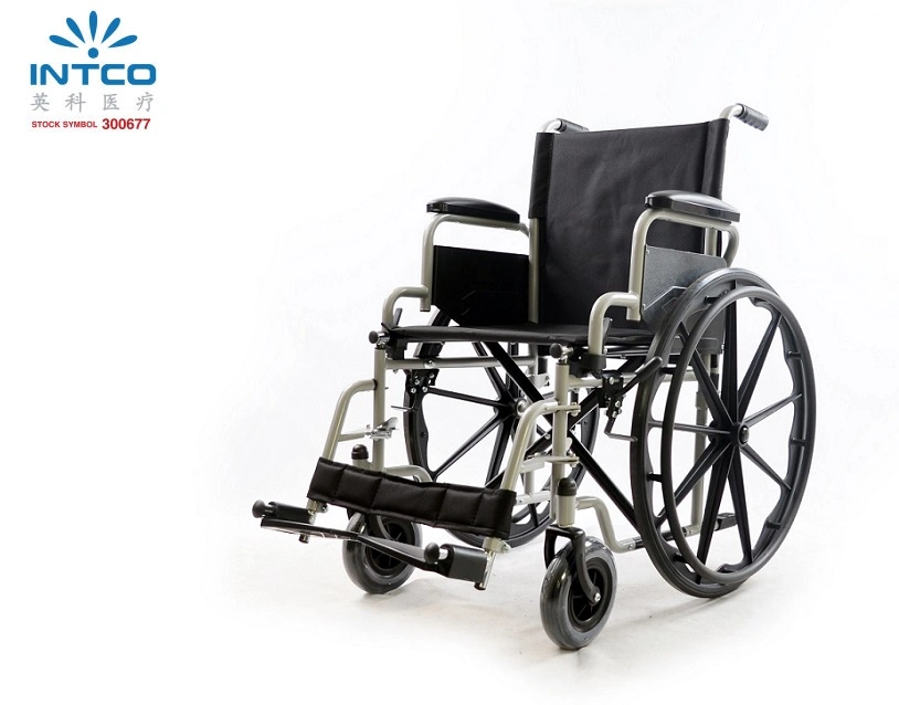 China Steel Folding Wheelchair with Mag Wheel for Elderly People