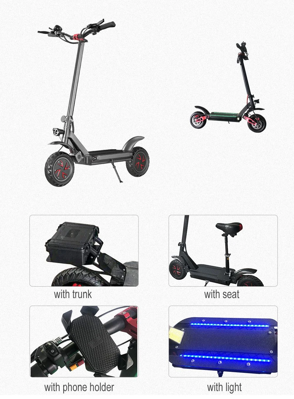 Fast Moving Two Wheel Foldable Electric Scooter, off Road Dual Motor Electric Scooter