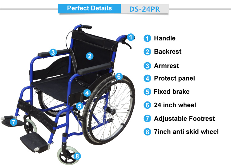 Factory Direct Selling Lightweight Manual Adjustable Wheelchair for Old Patient