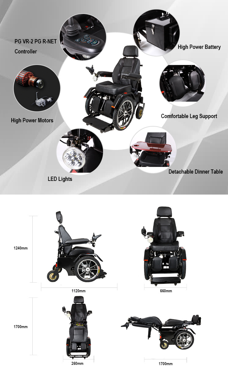 18" Big Wheels Standing up Electric Wheelchair for Disabled People