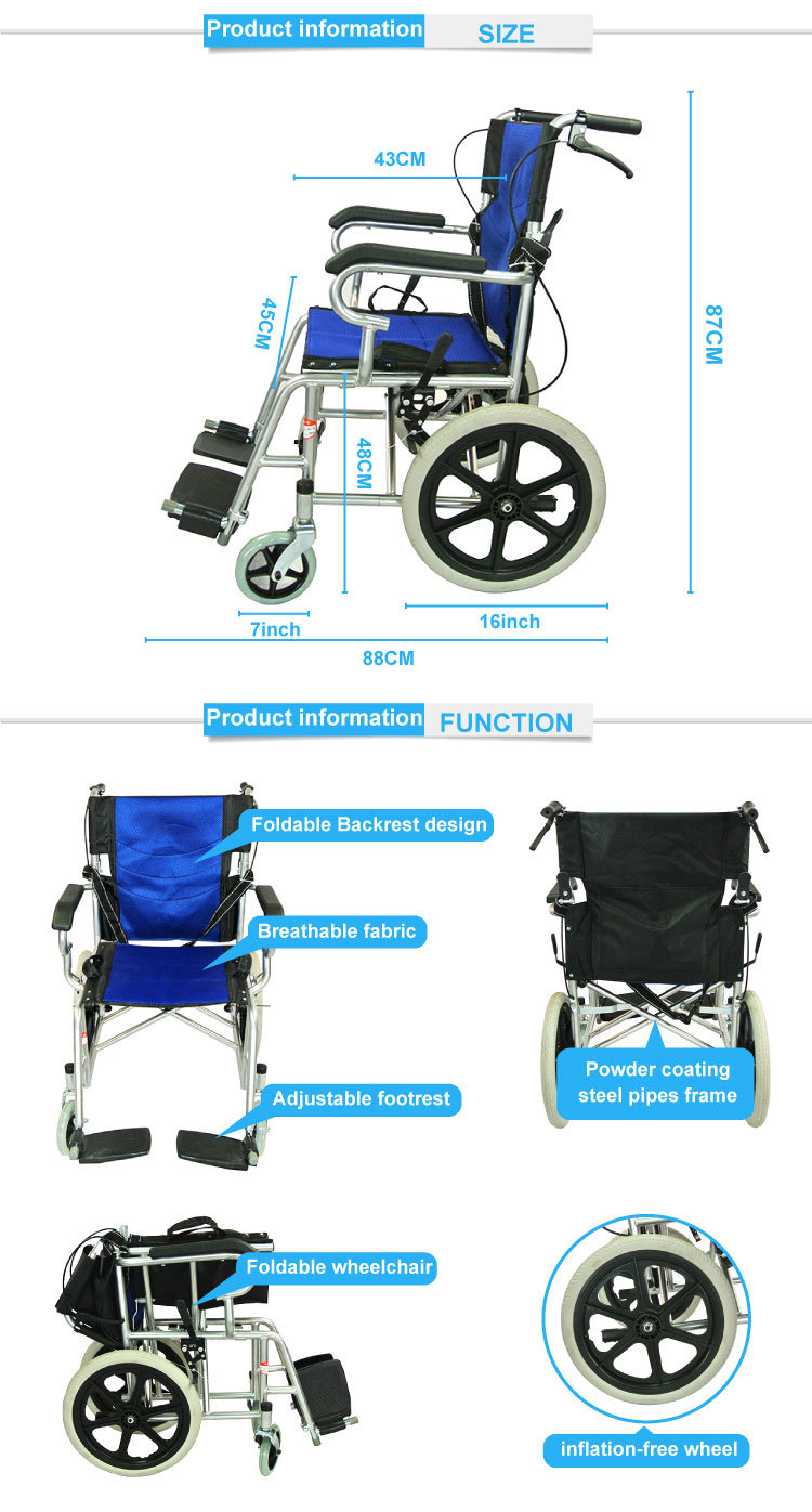 Low Price Lightweight Manual Wheelchair with Wheels for Disabled