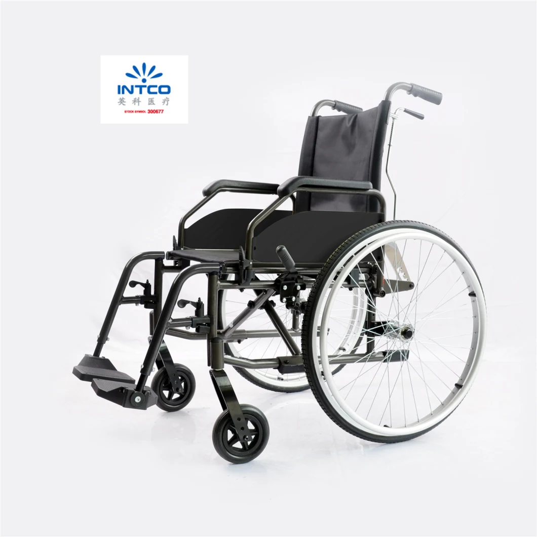 Medical Equipment Aluminum Folding Manual Wheelchair with Reclining Backrest