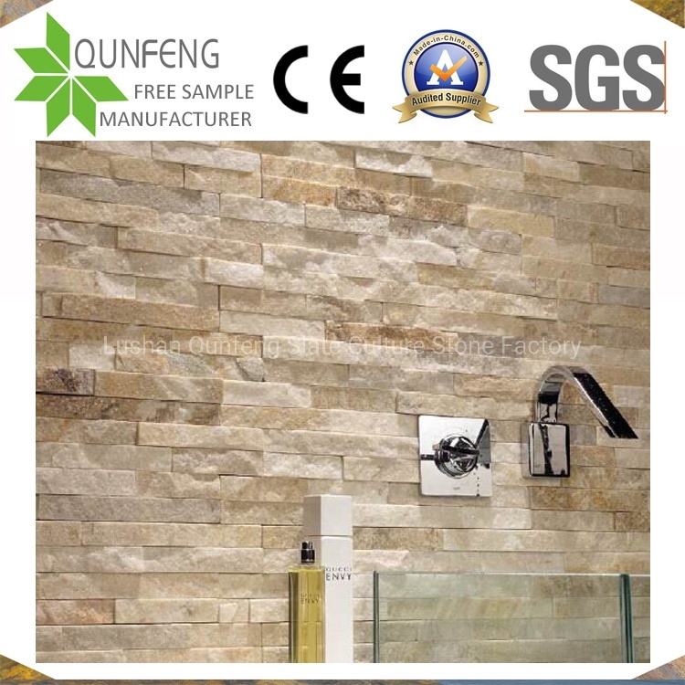 China Natural Beige Stacked Stone Wall Cladding Quartzite Ledgestone Veneer