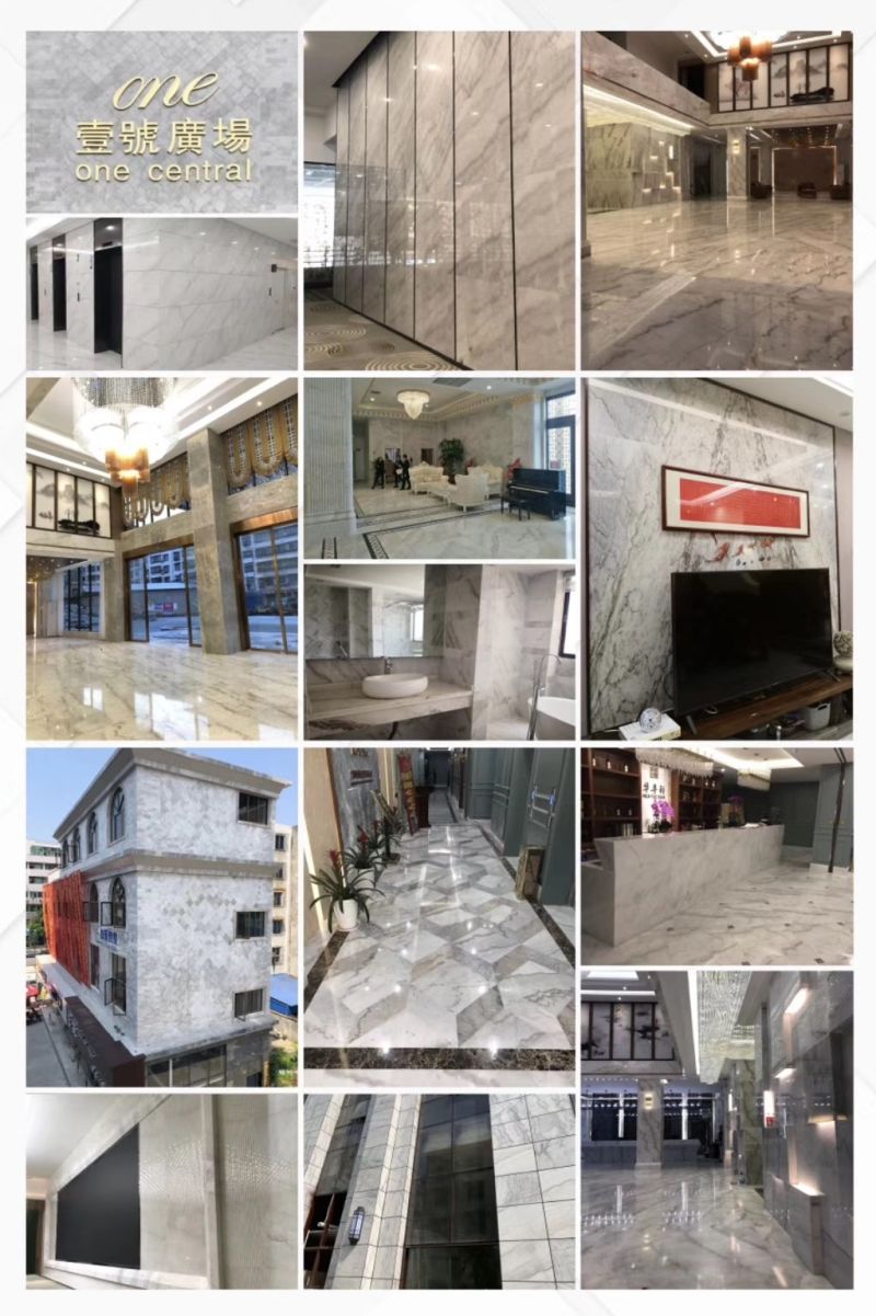 Manufactured Mable Types of Engineer Calacatta White Grey Marble Flooring