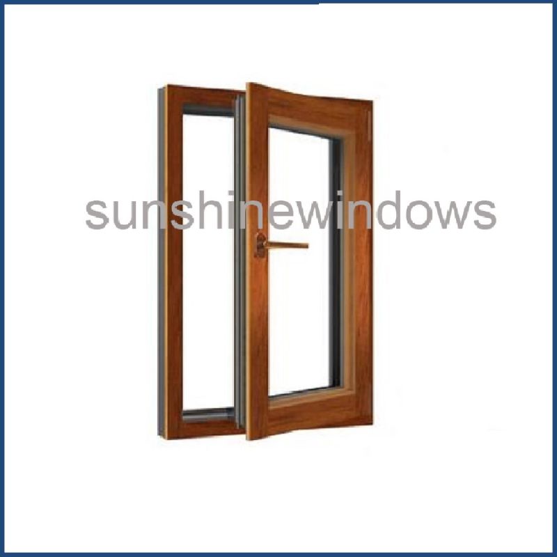 Hurricane Impact PVC Casement Window with Wooden Color