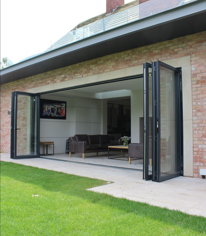 Aluminium Balcony Outdoor Bi-Fold Door Glass Folding Aluminium Door