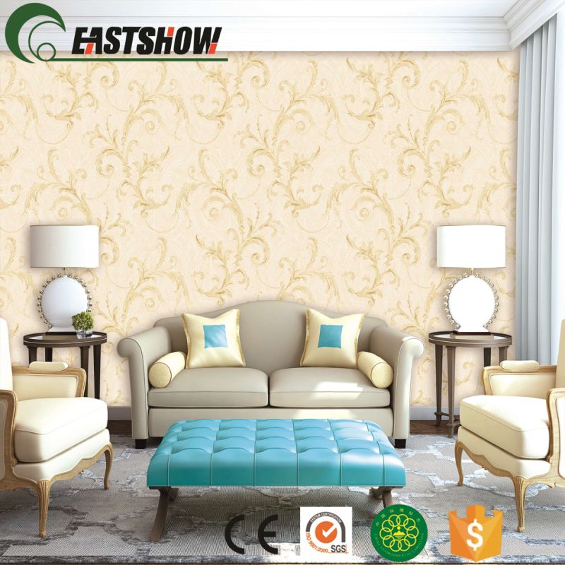 Classic Damask Leaf Texture Pattern PVC Wallpaper for Room