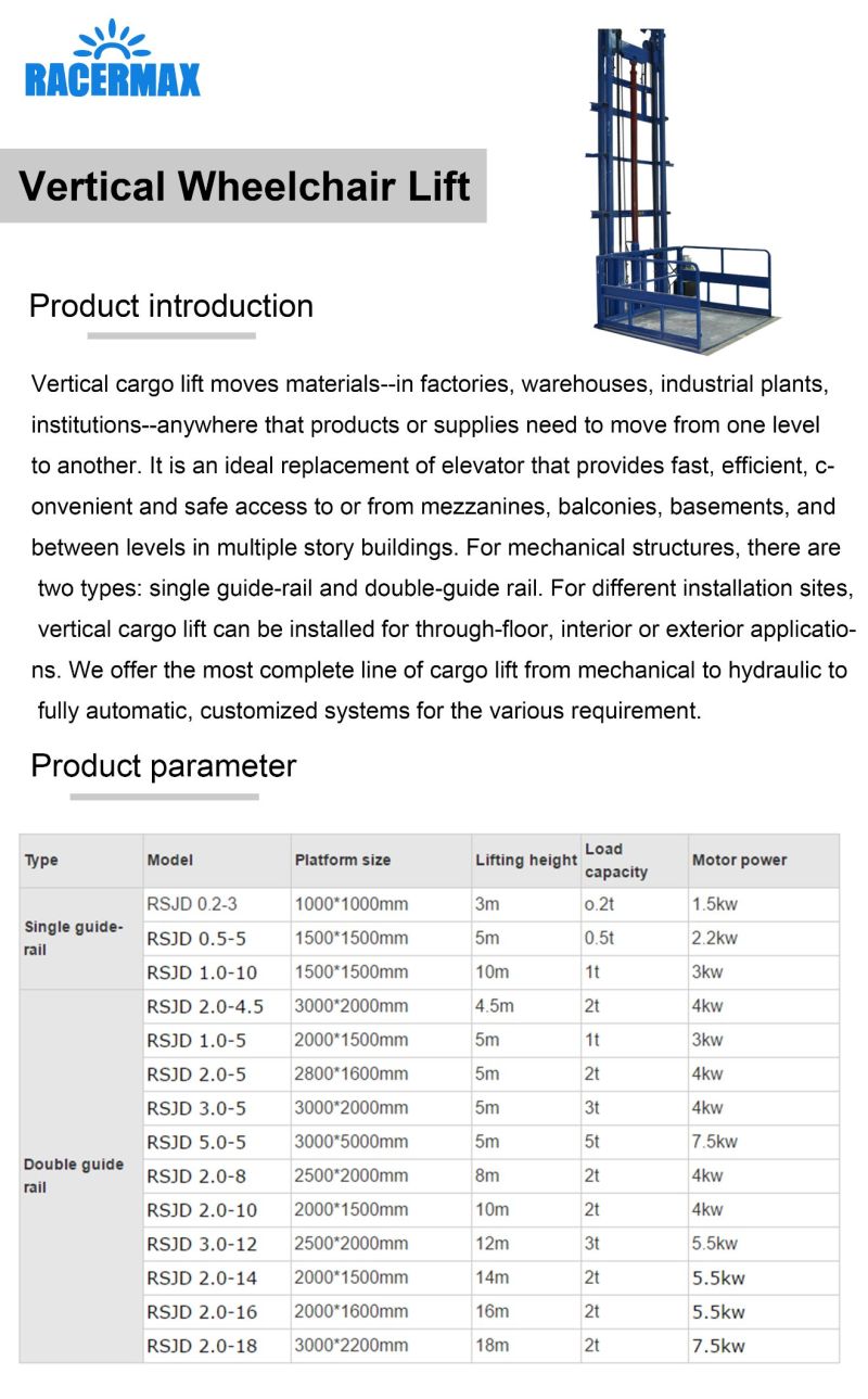 Guide Raul Lift Best Lift in Chain Cargo Lift for Factory