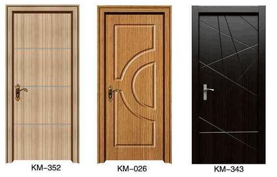 Teak Wood PVC Film Interior Double Door Design