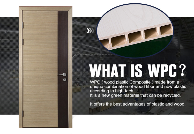 Waterproof Front Panel Wood Plastic Composite White Wood Plastic Door