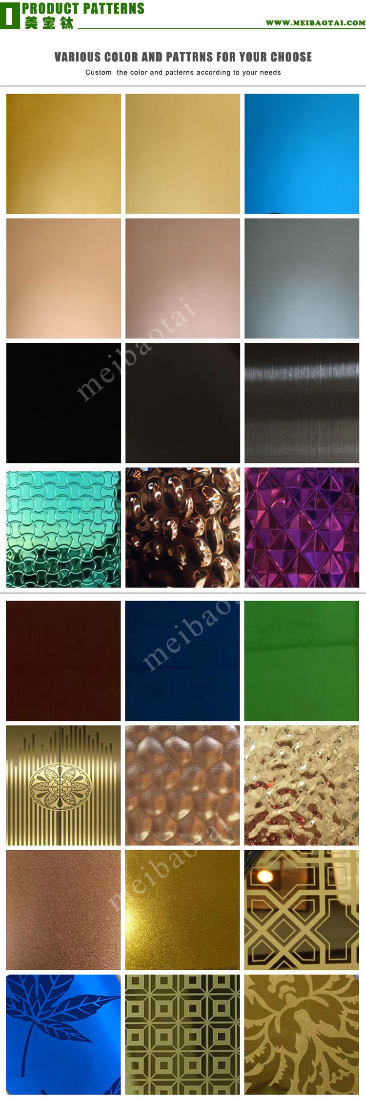 Green Mirror Finish Stainless Steel Sheet PVD Coating Stainless Steel Sheet
