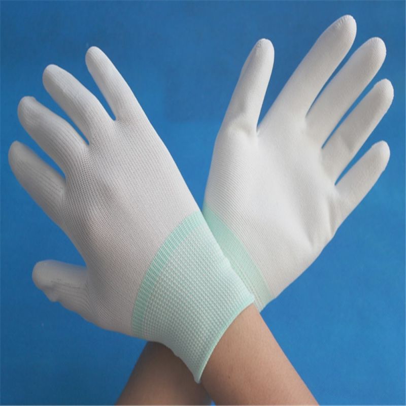13 Gauge White Nylon Knit White Polyurethane Palm Coating Gloves