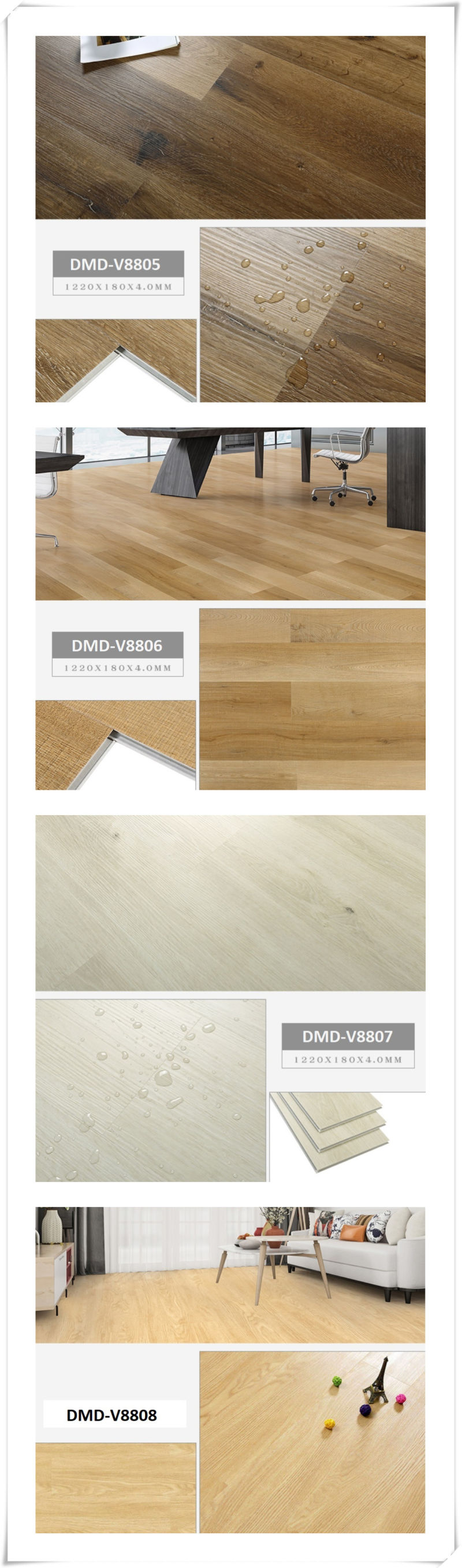 Wood Effect Dry Back Luxury Vinyl Lvt Flooring/PVC Flooring