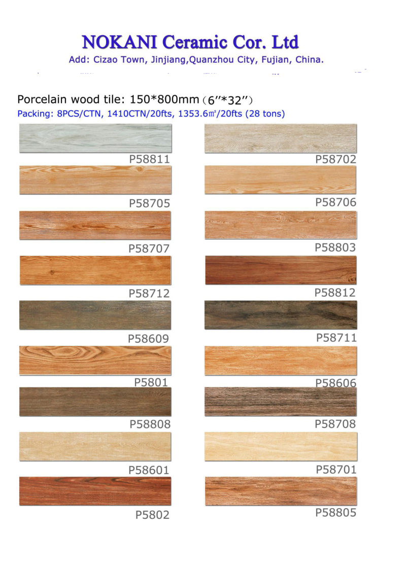 150X800mm Wood Look Ceramic Floor Tiles for Indoor Decoration