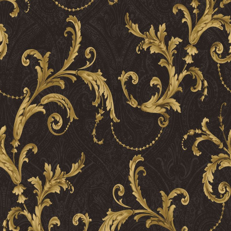 Classic Damask Leaf Texture Pattern PVC Wallpaper for Room