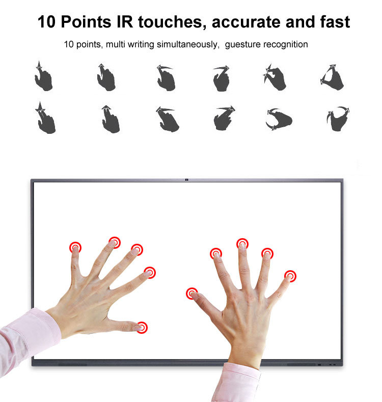 86 Inch Flat Panel Multi Touch Screen Smart Board LCD Display Interactive Whiteboard Manufacturer