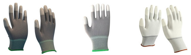 White Polyester / Nylon Knit of White Polyurethane Palm Coating Glove