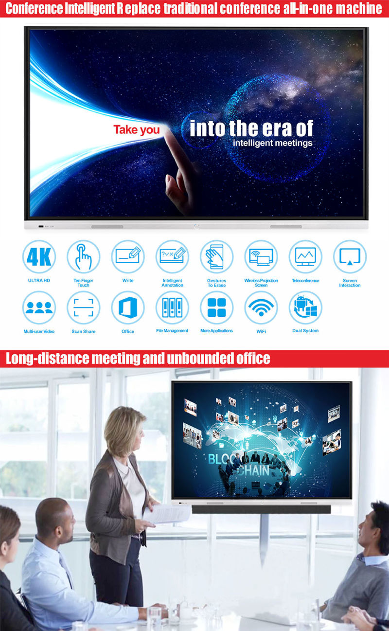 T6 Series Nesting 55 Inch SKD Android 8.0 Infrared Touch Screen Conference Interactive Flat Panel