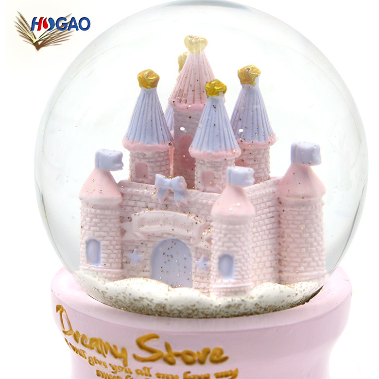 Custom Made Dreamlike Resin Castle Water Glitter Snow Globe