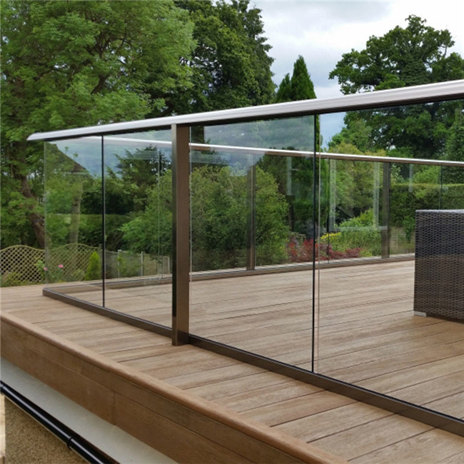 Aluminium U Channel Base Frameless Glass Railing for Indoor Outdoor