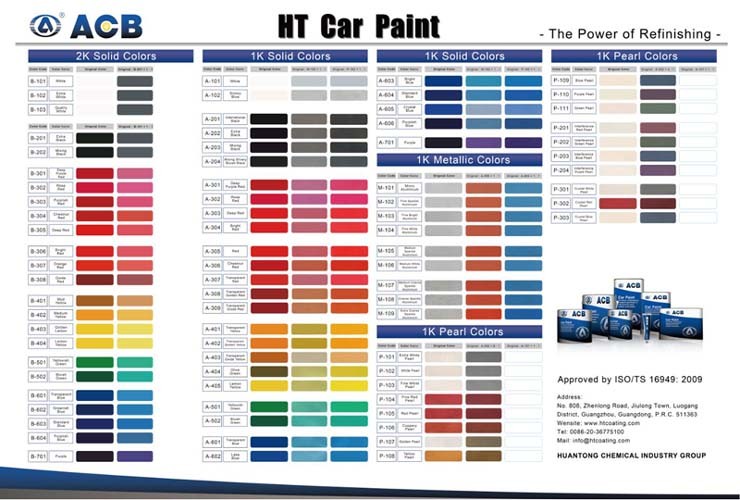 Car Paint Color Chart Automotive Paints