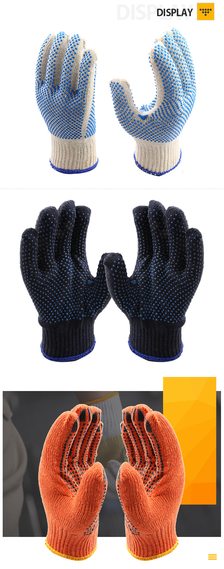 PVC Dispensing Glove Plastic Labor Protection Cotton Knitted Work Gloves