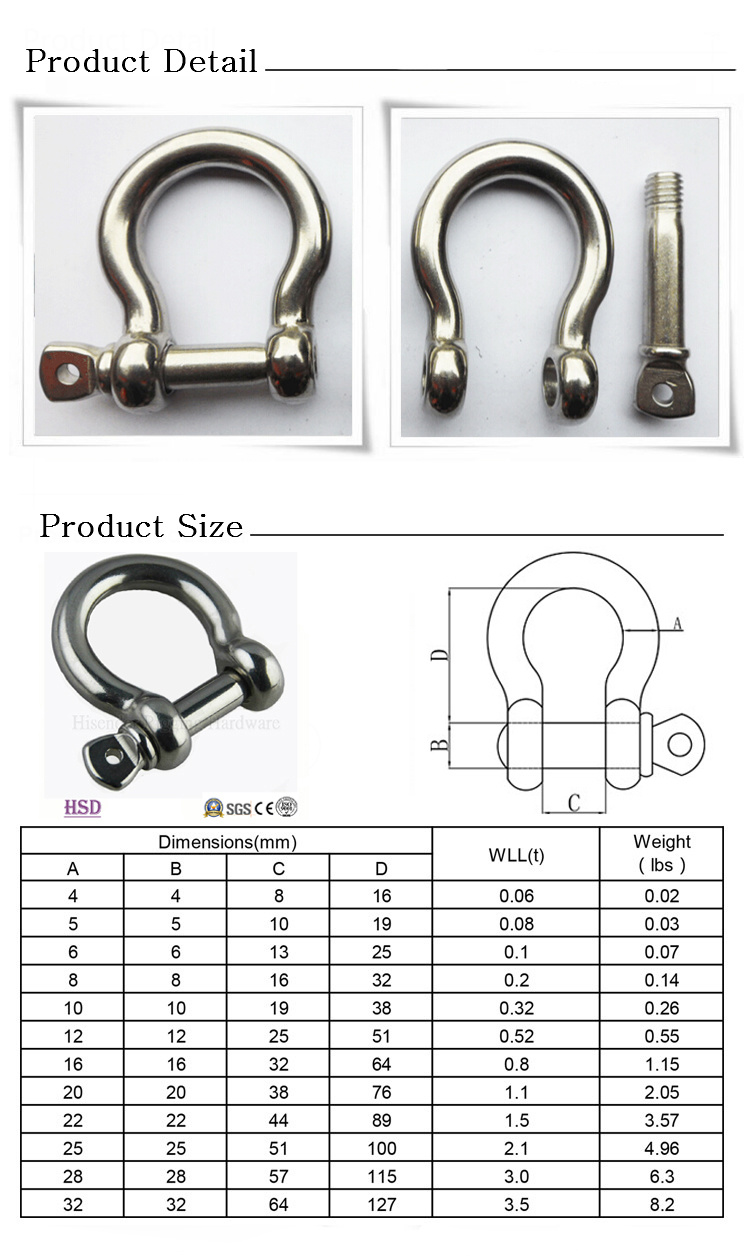 Stainless Steel Shackle, D Shackle, Bow Shackle, Kinds of Types