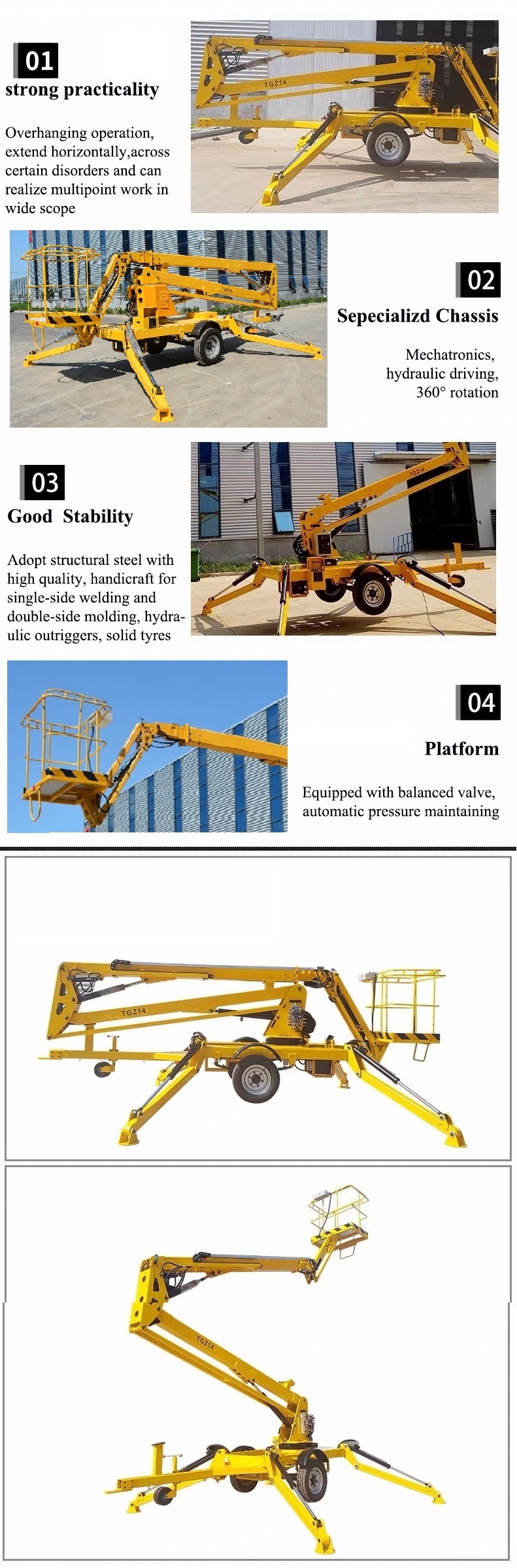 8~20m Towable Boom Lift Qiyun Lift From China