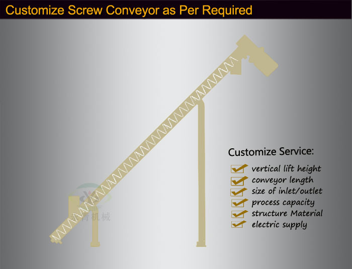 Stainless Steel Inclined Screw Conveyor for Elevating Sugar Powder