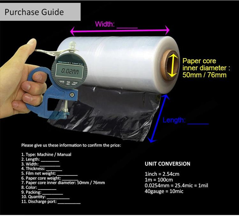 Transparent 18inch 20micron PVC Stretch Film Plastic Wrapping Film