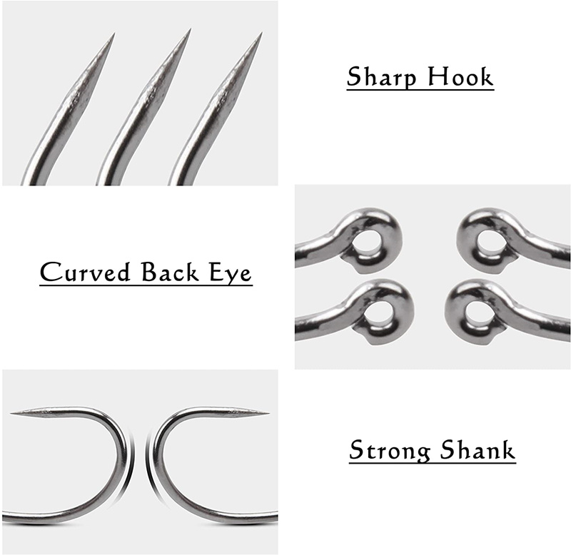 1051 Big Surf Large Size Premium Fishhooks, 8 Sizes Strong Custom Offset