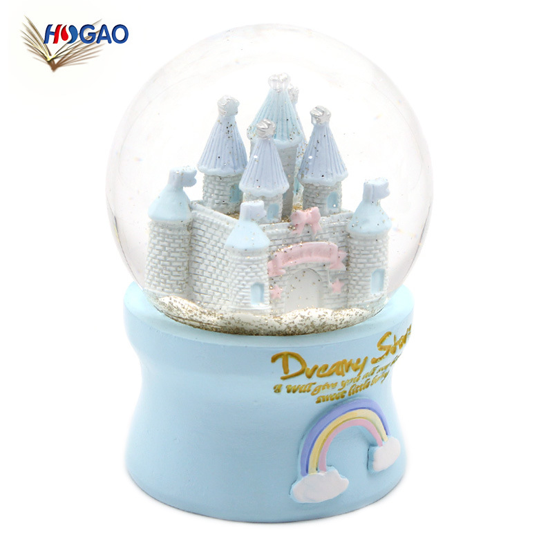 Custom Made Dreamlike Resin Castle Water Glitter Snow Globe