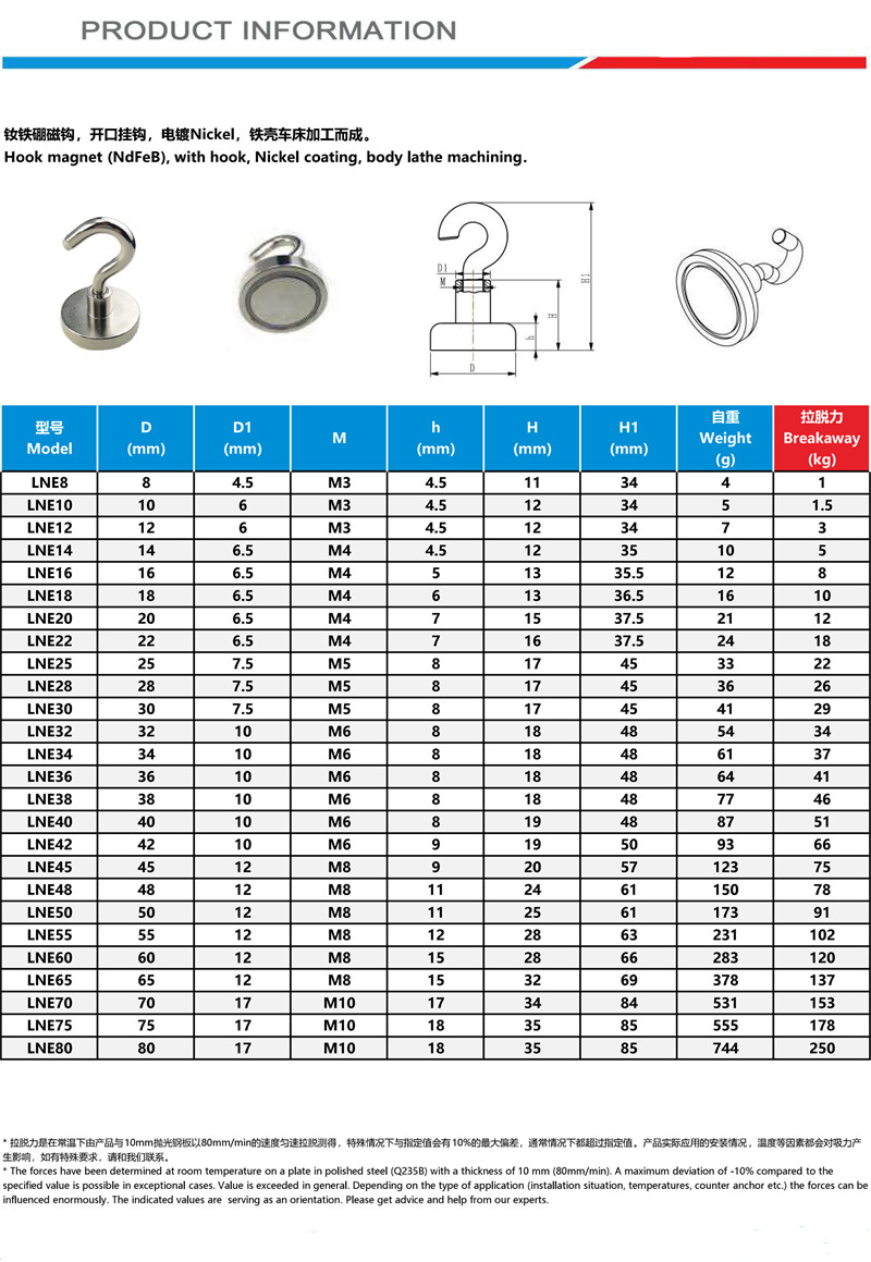 Vari tipi gancio magnetico con magnete permanente al neodimio e nichel Rivestimento