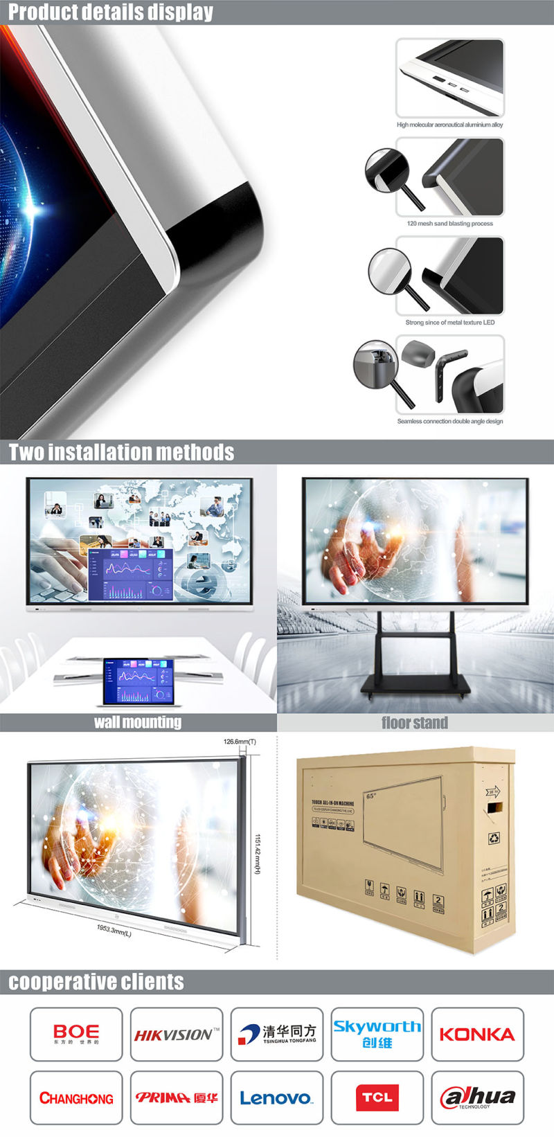 T6 Series Nesting 86inch SKD Digital Interactive Tablet Conference Interactive Flat Panel