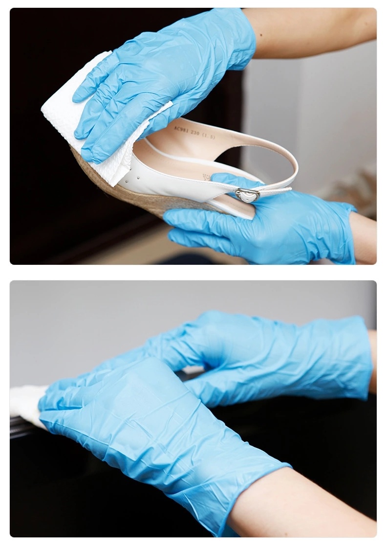 Blue Nitrile Gloves Powder Free for Safety Work and Labor
