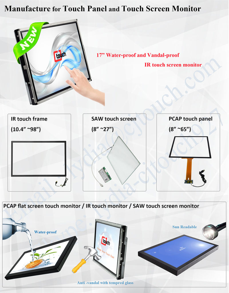 Cjtouch OEM Hight Resolution 19 Inch Flat Surface Touch Screen Monitor