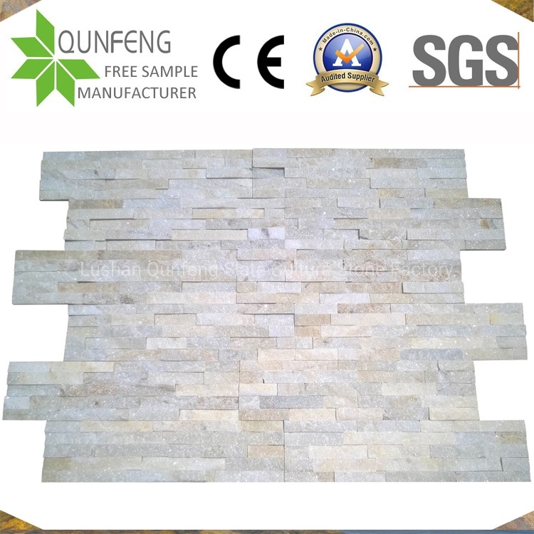 China Natural Beige Stacked Stone Wall Cladding Quartzite Ledgestone Veneer