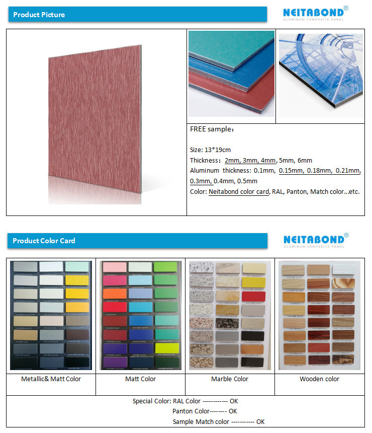 Brushed ACP Aluminum Composite Panel with 4mm Thickness
