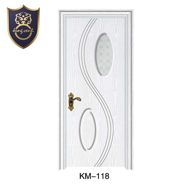 MDF PVC Single Leaf Modern Style Interior Doors with Glass