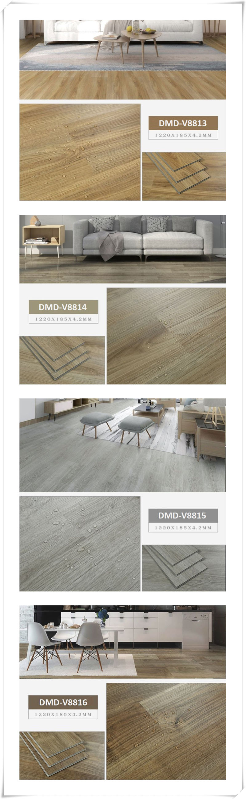 Wood Effect Dry Back Luxury Vinyl Lvt Flooring/PVC Flooring