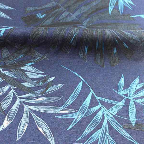 Hot Sale Leaf Print on Linen Rayon Fabric Lvj-0067