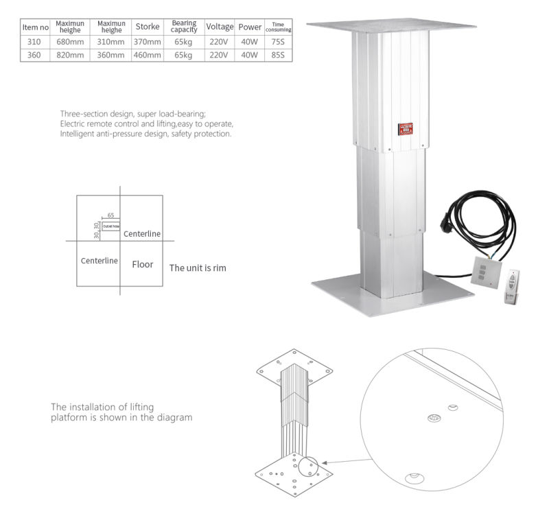 KD Tatami lifting column bed Pneumatic lift