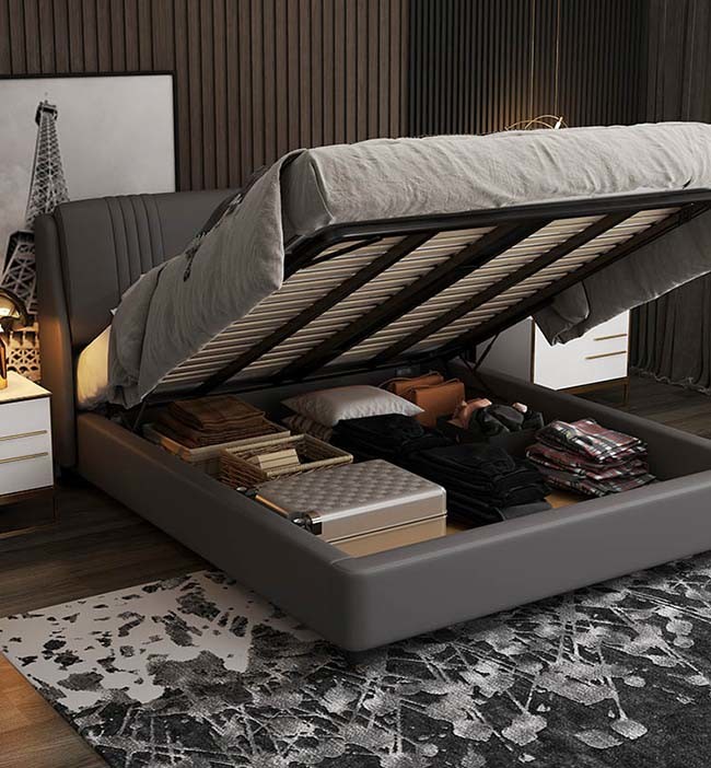 2021 Modern Wholesale Bedroom Furniture Double Size Leather Bed