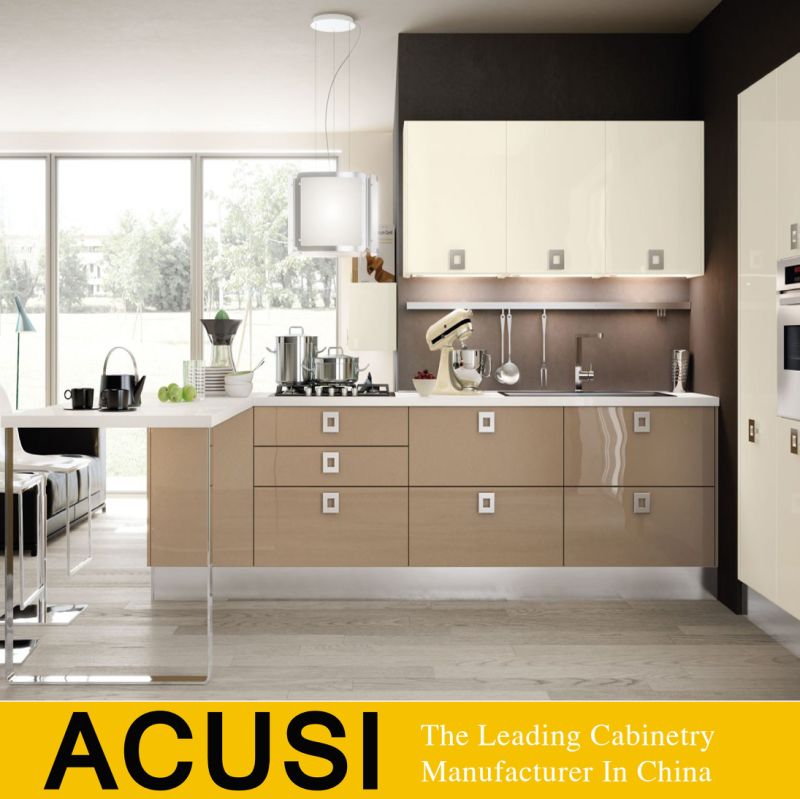 Kitchen Cabinetry Flat Panel Glossy Lacquer Kitchen Cabinet (ACS2-W210)