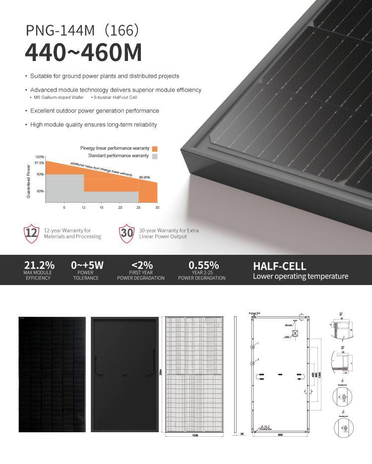 All Black Frame Half Cell 445W 450W Full Black Mono Solar Panels
